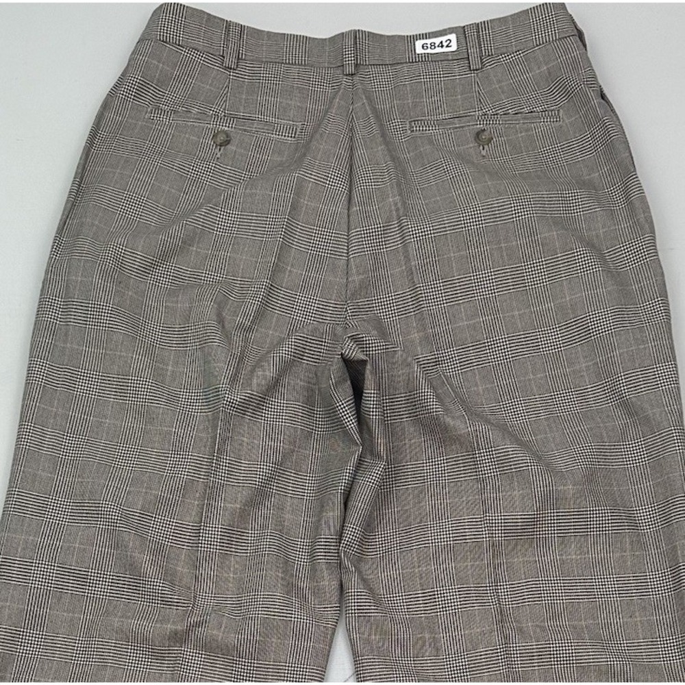 Tommy Hilfiger Pleated Pants Men Fits 33x34 Baggy Brown Glen Plaid VTG High Rise